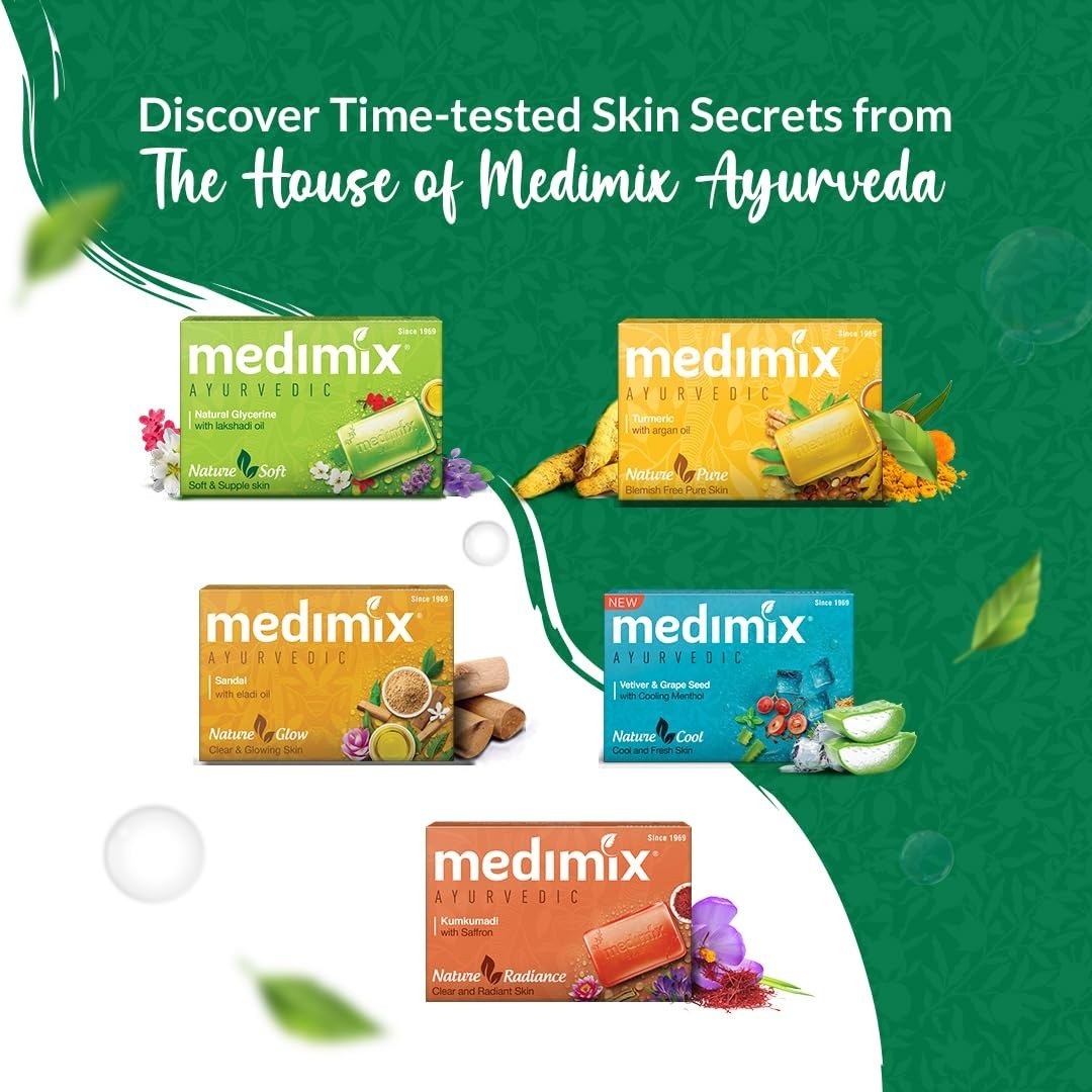 Medimix Classic Ayurvedic 18 Herbs Bathing Soap 125g Pack of 5 Vegan