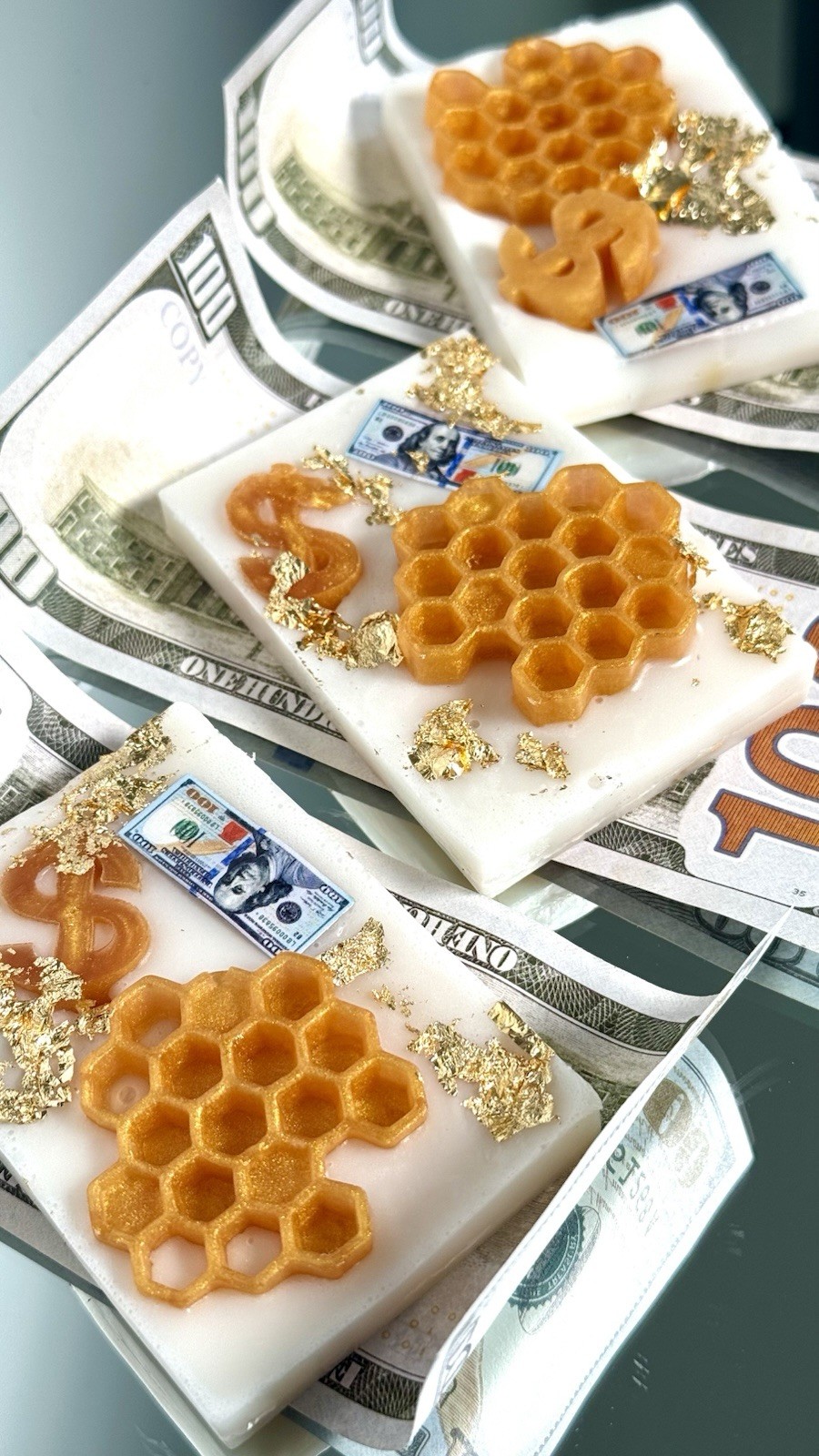 1 Glycerin Soap Bar with little Money Inside Orange & Honey / LIKE PHOTO