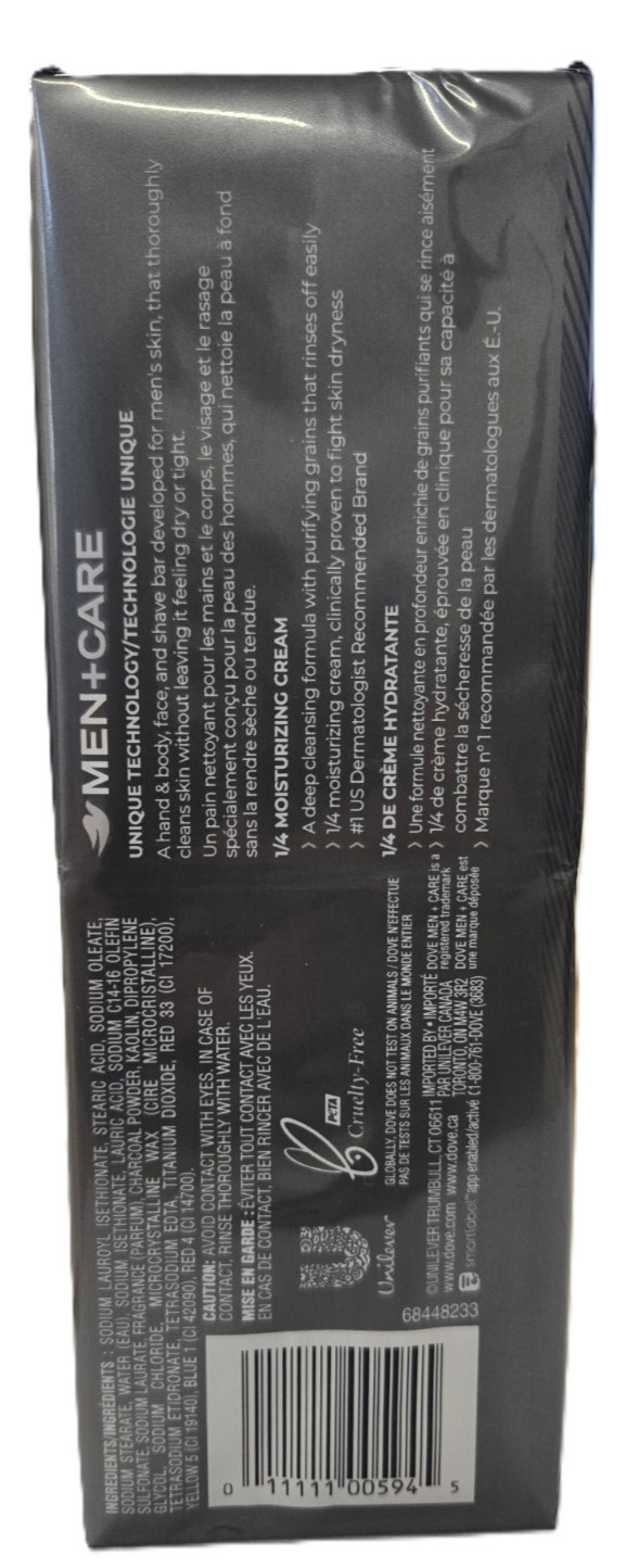 6 Pack Dove Men+Care Body + Face Bar Charcoal Clay Exfoliating Soap 3.75 oz