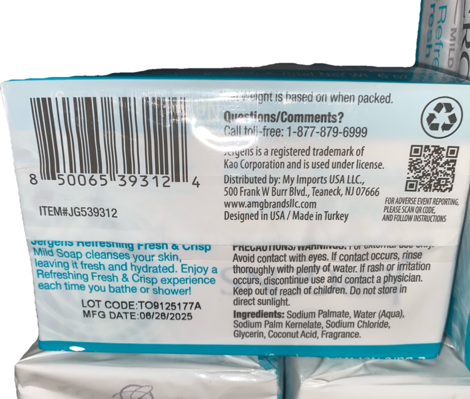 5x Lot Jergens Refreshing Fresh & Crisp Mild Soap 10 Bars Total New Sealed