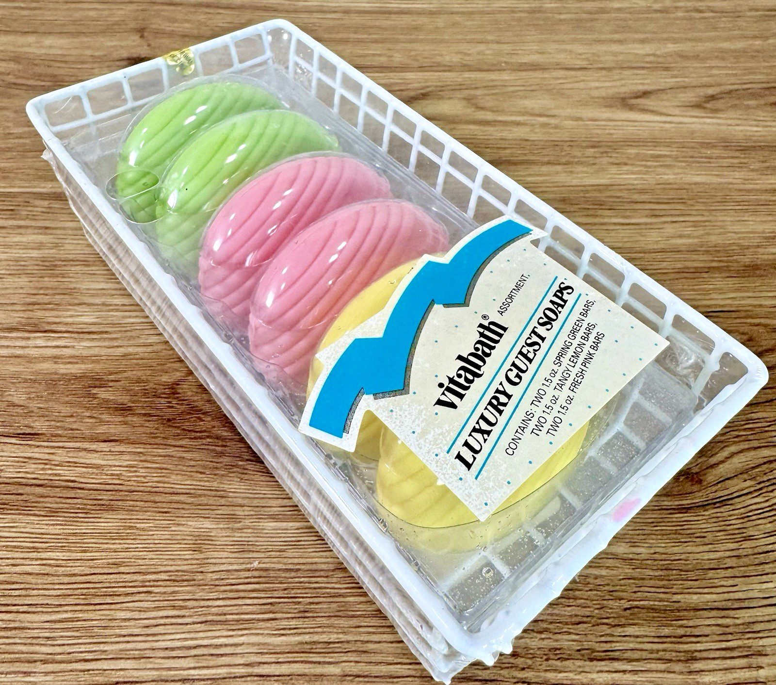 Vintage Vitabath Guest Soap Set 6 Bar Sealed Spring Green Lemon Pink 1980s Retro