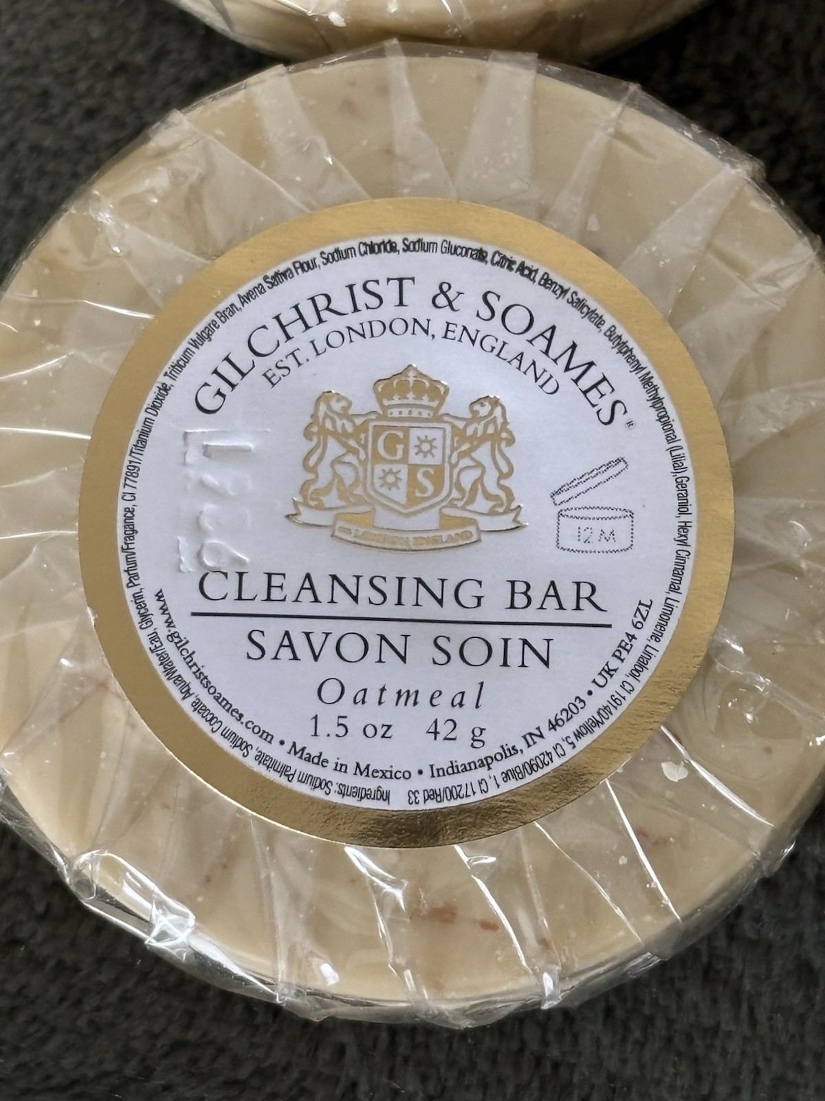 4 Gilchrist & Soames Oatmeal Cleansing Bar Soap 1.5 Oz Each London England