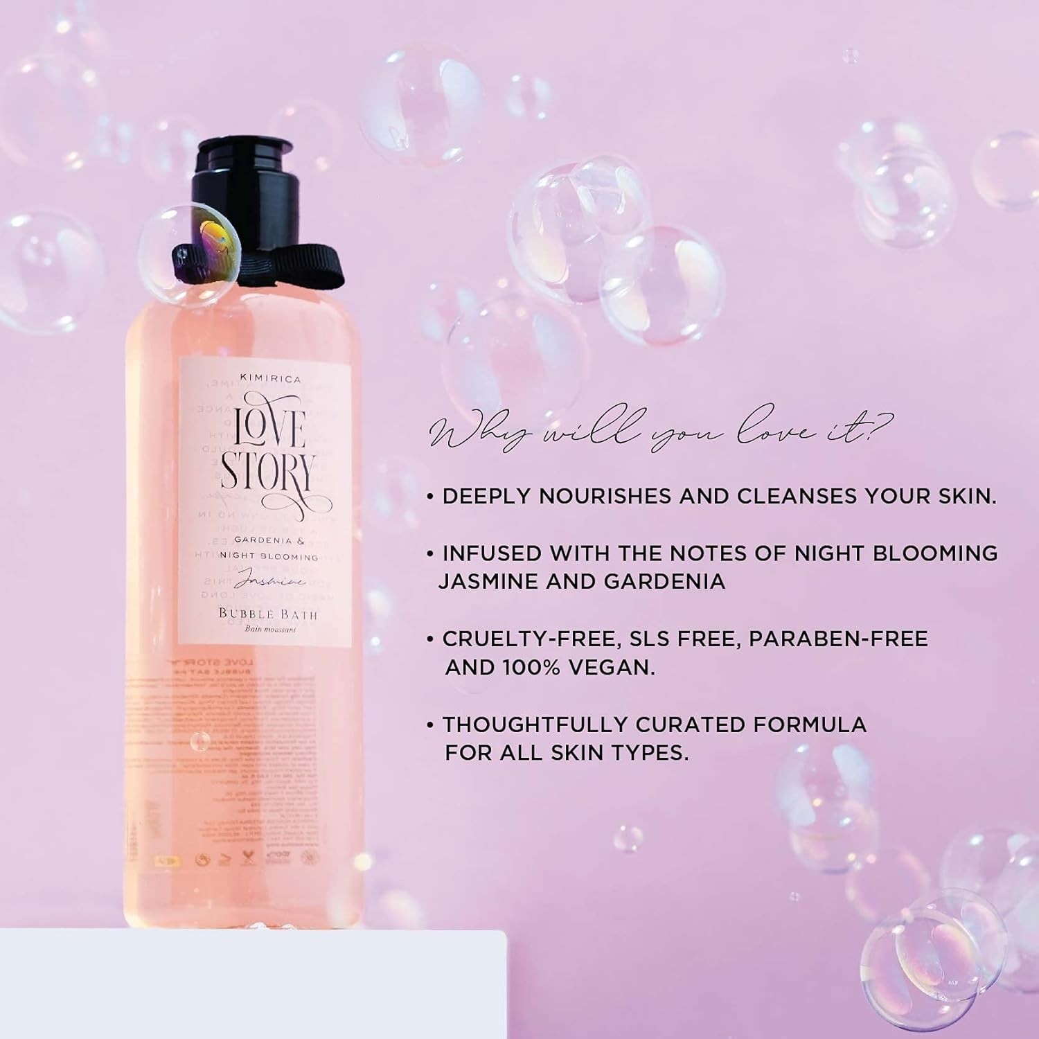 Kimirica Love Story Bubble Bath Bottle, 100% Vegan and Paraben Free -290 ml