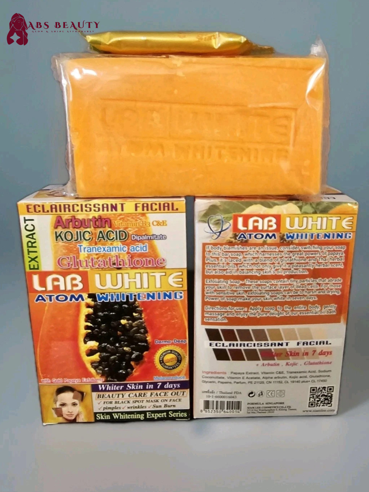 Lab White Papaya Extract Atom Whitening Soap× 1 Bar
