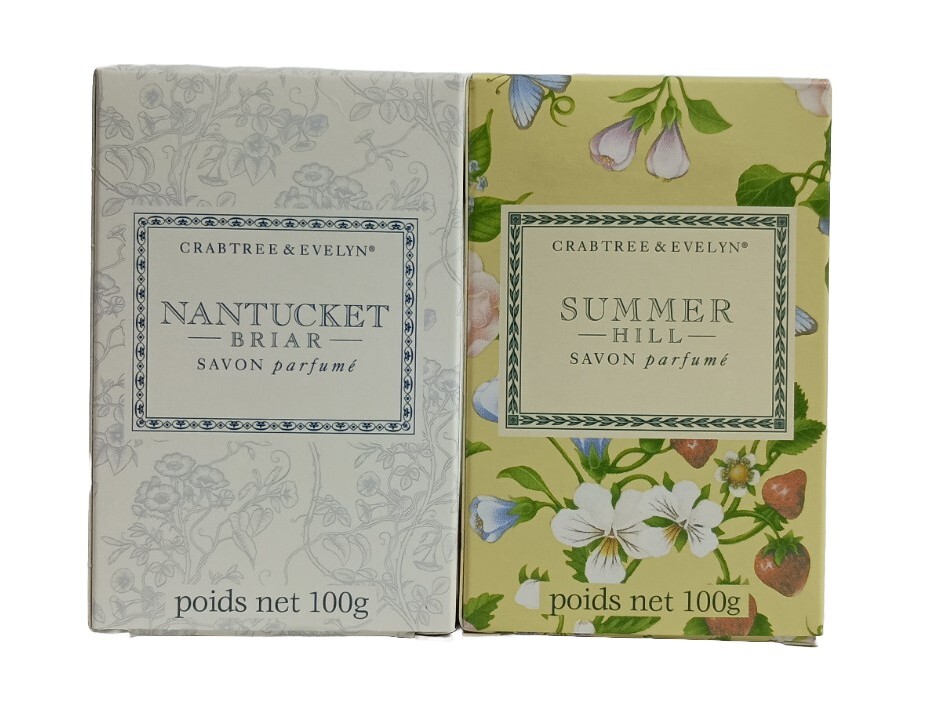 Crabtree & Evelyn Nantucket Briar + Summer Hill Bath Soap Bar 3.5 Oz Each