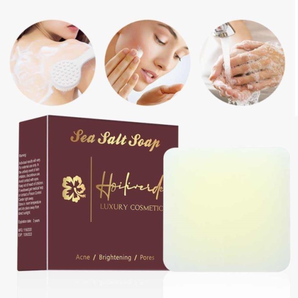 HOILIVERDE Sea Salt Goat Milk Soap Acne Treatment Face Body Scrub Cleanser 100g