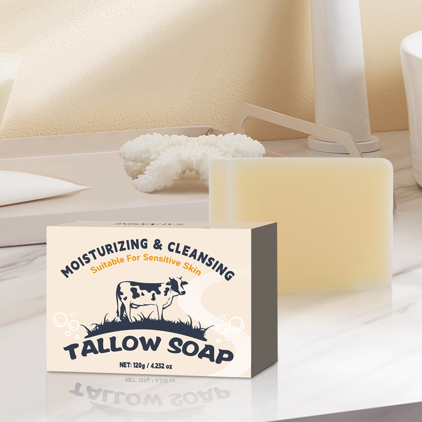 120g Bath Soap Deep Cleaning Body Soap Moisturizing Tallow Soap Oil Control