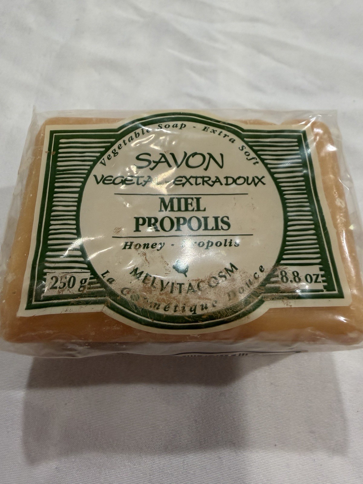 MELVITACOSM Vintage Honey Propolis Extra Soft Vegetable Bar Soap 8.8 oz