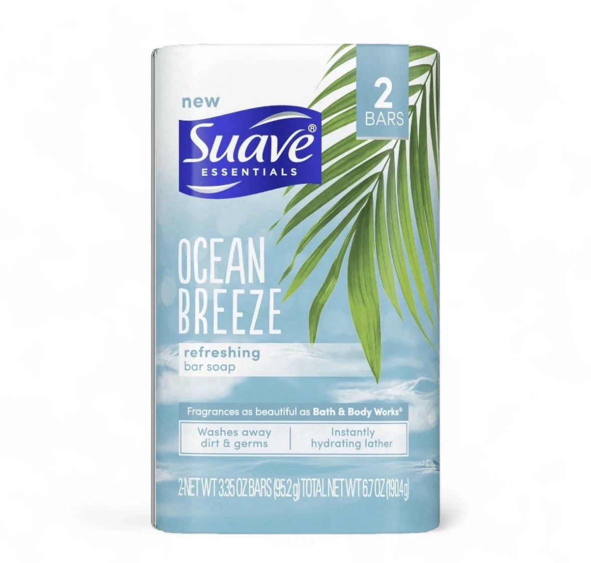 Suave Bar Soap 6 Pack Ocean Breeze 3 x 2 Pack = 6 Bars 3.35 Oz Refreshing NEW