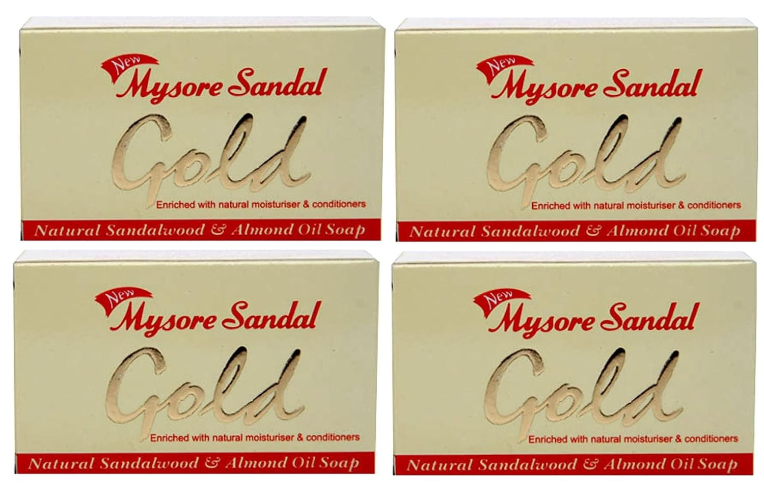 Gold Soap, 125 Grams per Unit (Pack of 4) – Purest Sandalwood Soap – Grade 1 Soa