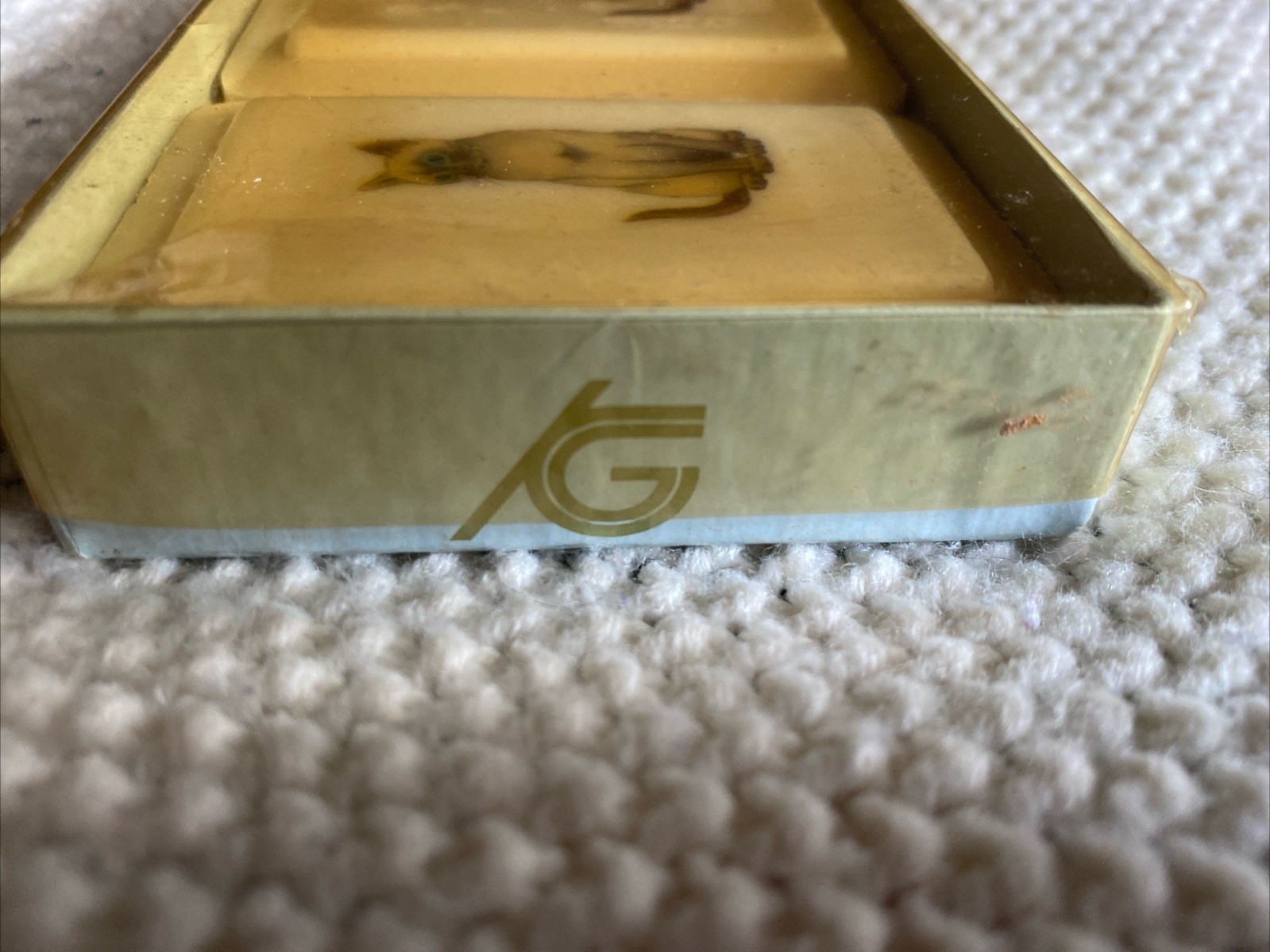 Vtg KATHERINE GRAY, INC,Riverton, WY Set Of 2 Cat Design Bar Soaps New in Box