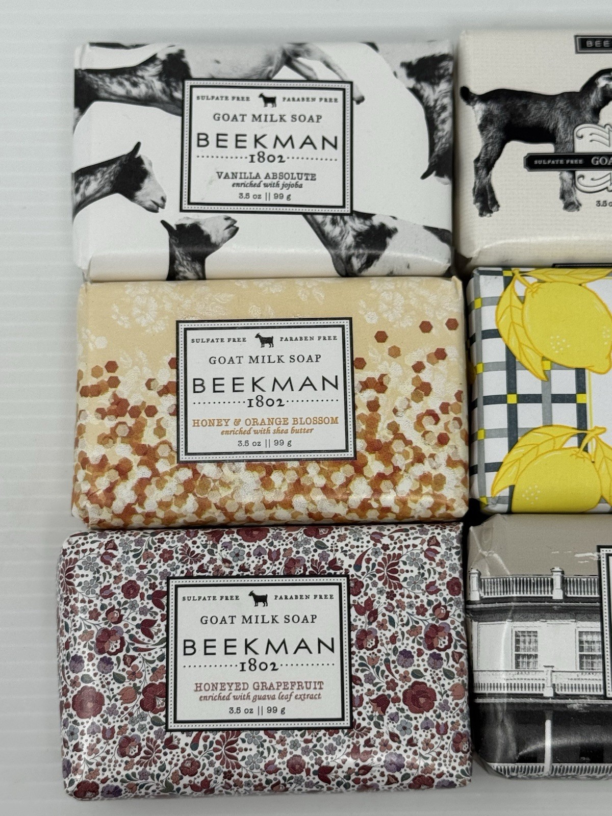 Set of 6 Beekman 1802 Pure Goat Milk Soap 3.5 oz. Vanilla Absolute Honey Orange