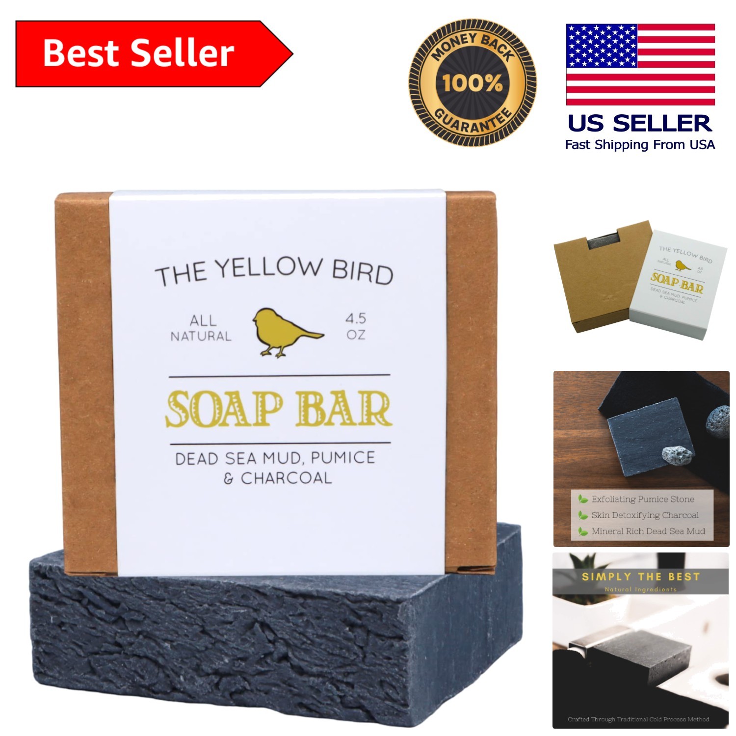 Organic Dead Sea Mud Soap with Charcoal & Pumice | Detoxifying Bar for All Skin