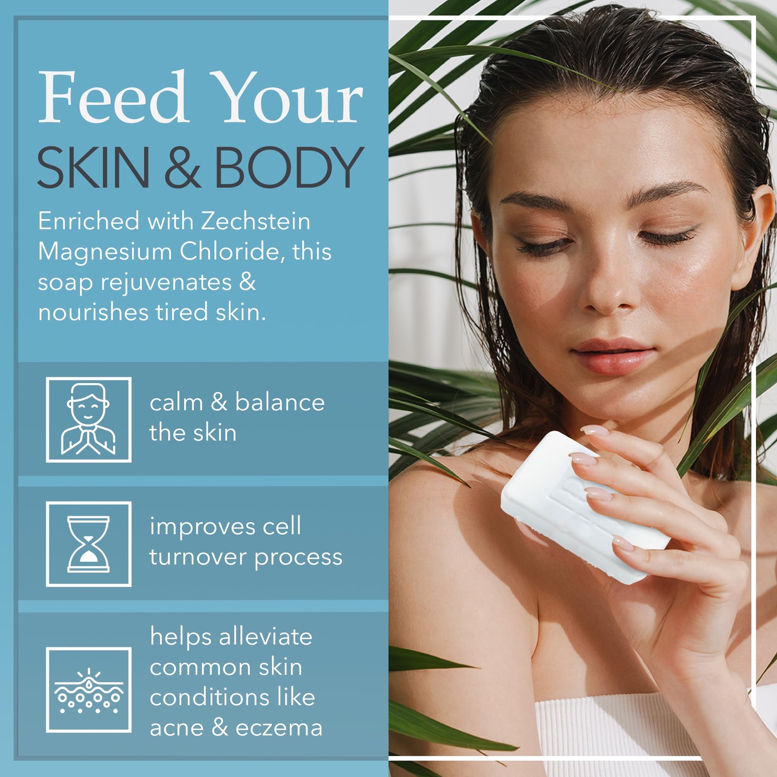 MAGNESIUM SOAP Bar for Face Body Hair Shaving 7oz 4 Pack REVEKA SKINCARE