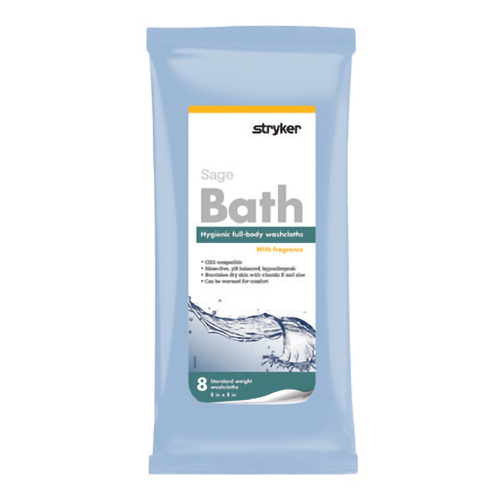 4 PACKS! Sage Comfort Bath Wipe Soft Pack 8/PK Cleansing Cloth Unscented