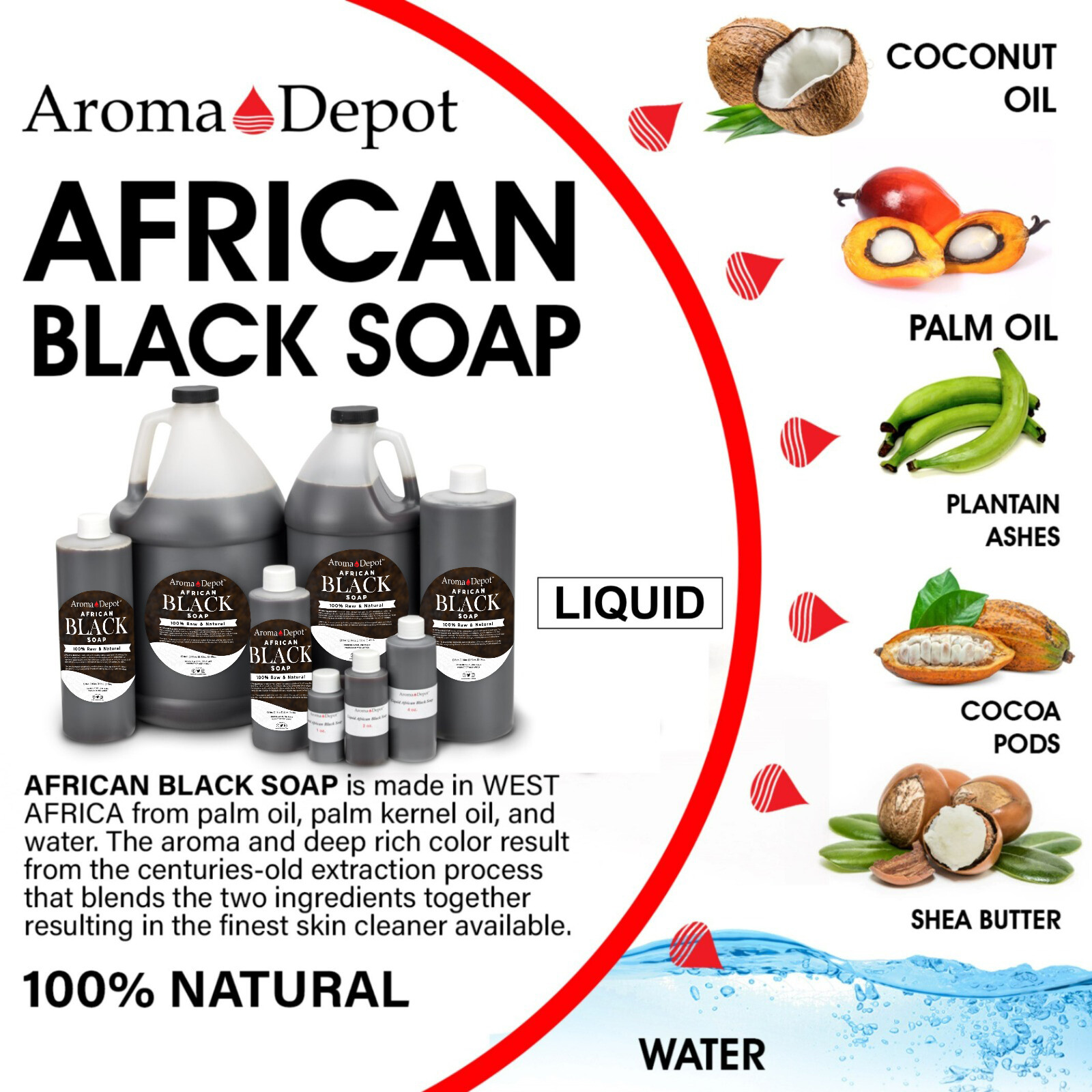 Liquid African Black Soap Raw 100% Pure Natural Bath Hair Face Wash Wholesale