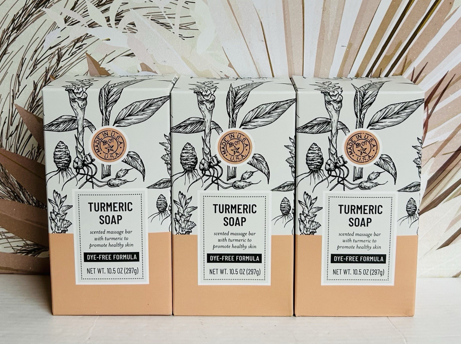 3-Pack Turmeric Bar Soap Dye-Free Formula 10.5 oz Each
