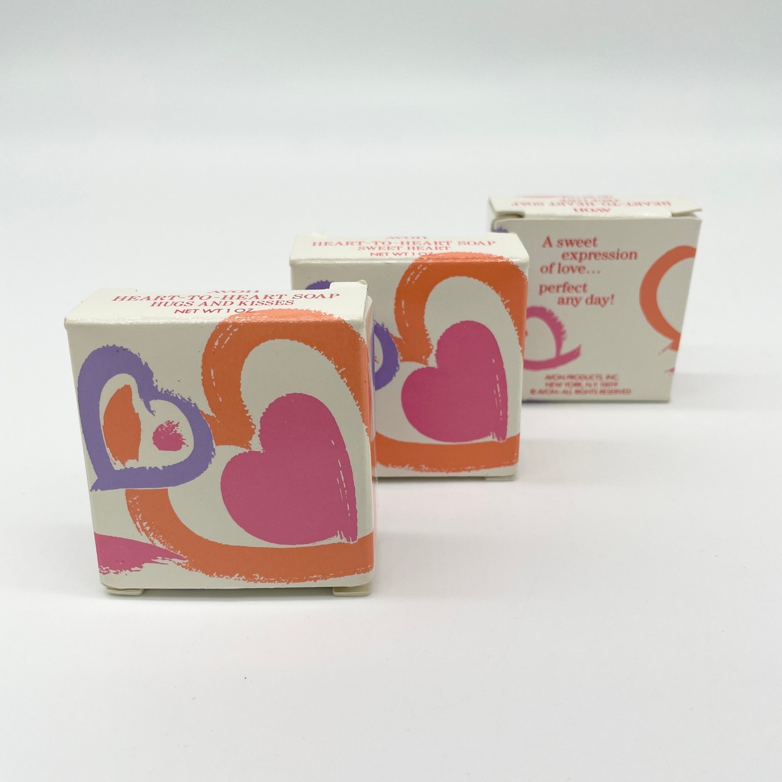 Vintage Avon Bath Soap Heart to Heart 1980s Hugs Kisses Sweetheart Valentines