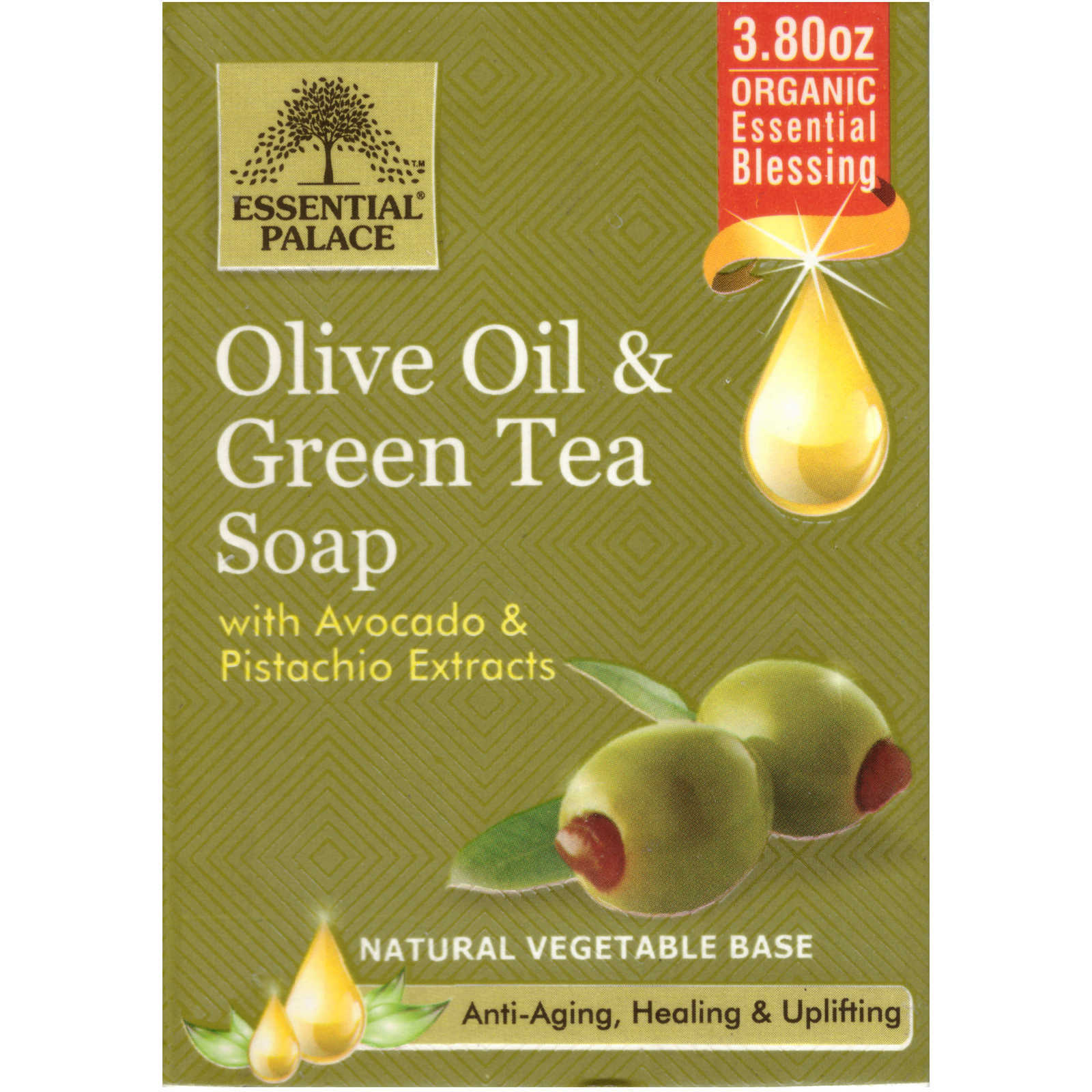 Organic Olive Oil & Green Tea Soap Anti-Aging, Healing & Vegetable Base 3.80 OZ