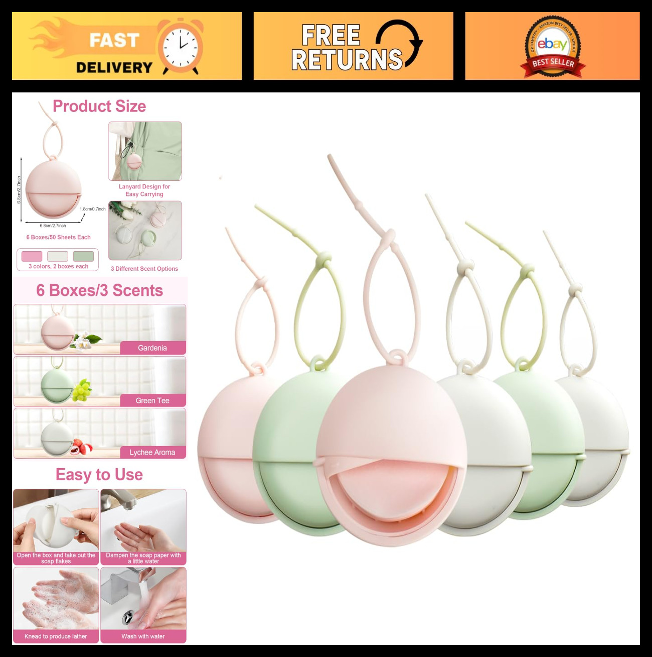 300pcs Portable Paper Soap Sheets – Travel-Friendly Disposable Foaming Soap for