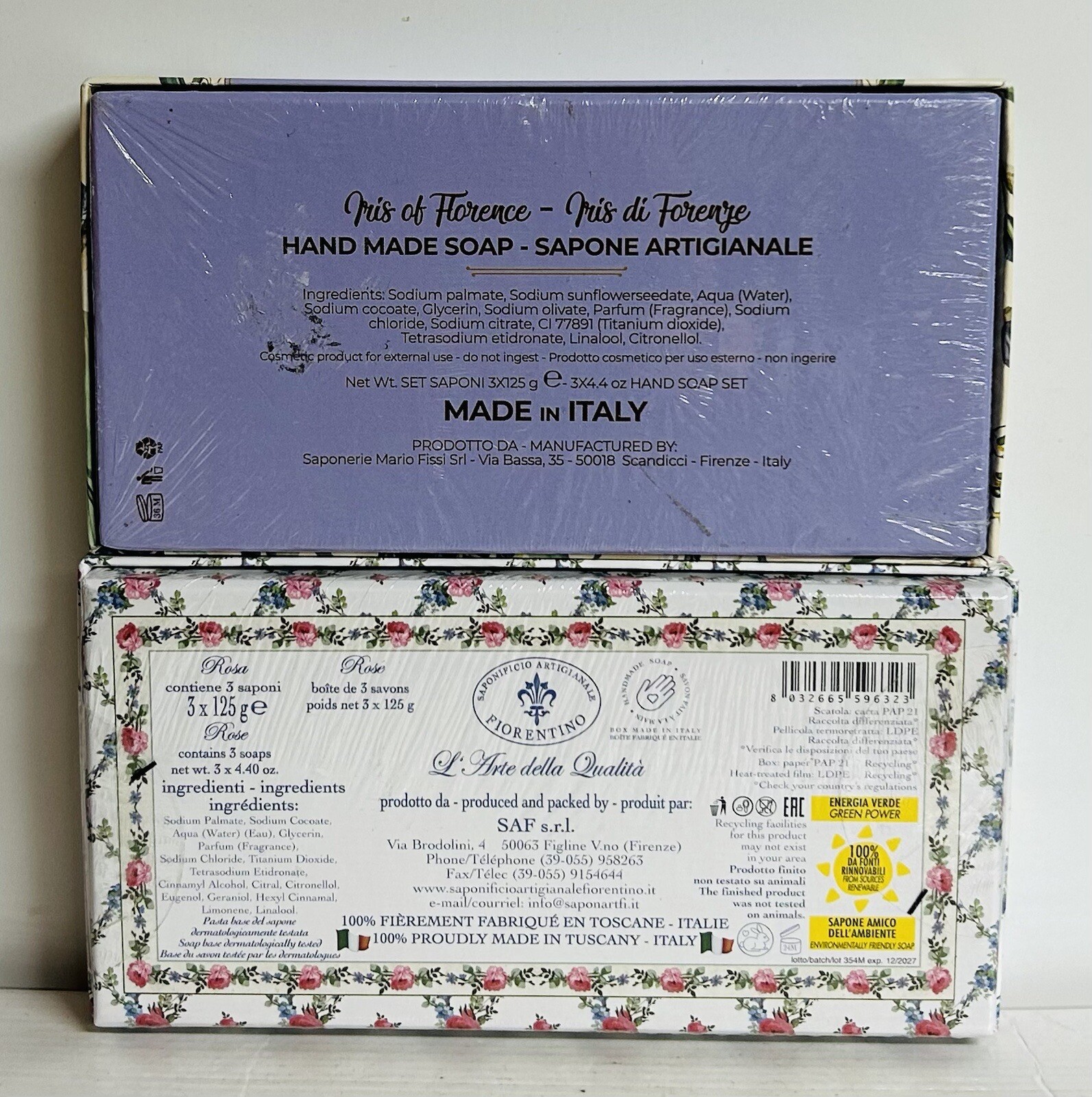 Saponificio ~ Rose Garden & Iris of Florence Bar Soap 6 Bars 4.40 oz Each