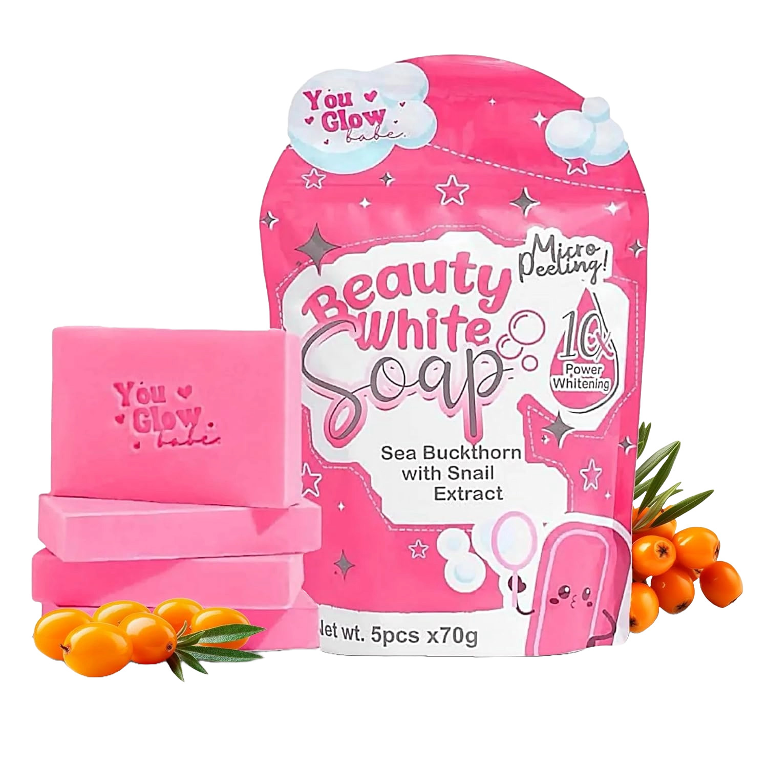 You Glow Babe Beauty White Soap Bars (70g x 5 Bars) Sea Buckthorn & Snail Extrac