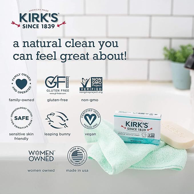 Kirk’s Original Coco Castile Soap Fragrance Free 4 oz pack of 24 Free Shipping