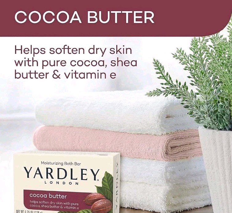 🤎(6) Yardley London Cocoa Butter Vitamin E Bar Soap 4.25 Ounce🤎