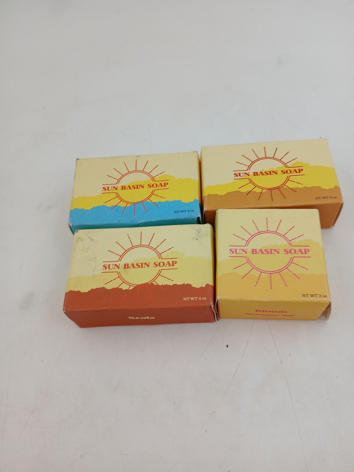 Sun Basin Soap Bar & Shampoo 4pc Set Navigator Daydreamer Xenia Bloom Yellow