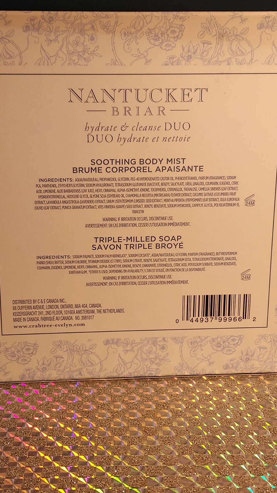 New~**CRABTREE & EVELYN NANTUCKET BRIAR **~Body Mist .33 Oz & Bar Soap 3.5 Oz