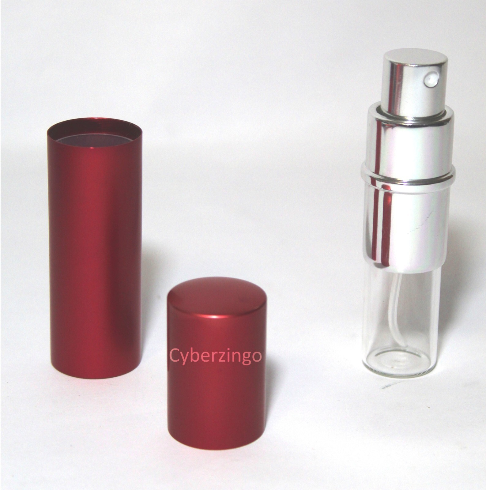 10 ML 3.75 Inch Perfume Spray Fragrance Bottle Red Aluminum Shell Purse Size
