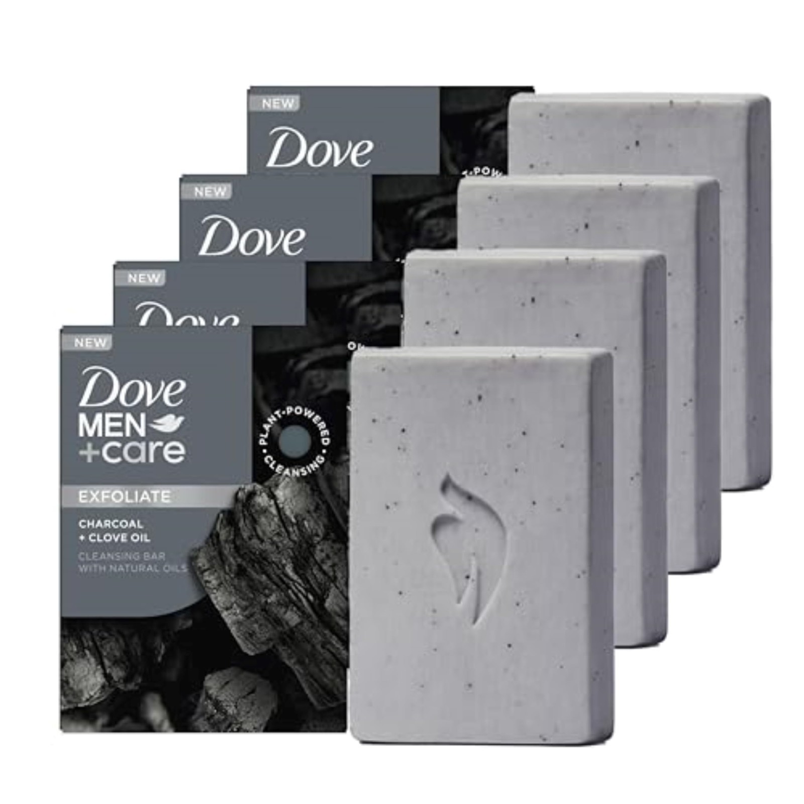 Cleansing Bar Soap 4 Count – Charcoal & Clove Oil, 4-in-1 Hair, Body, Face & Sha