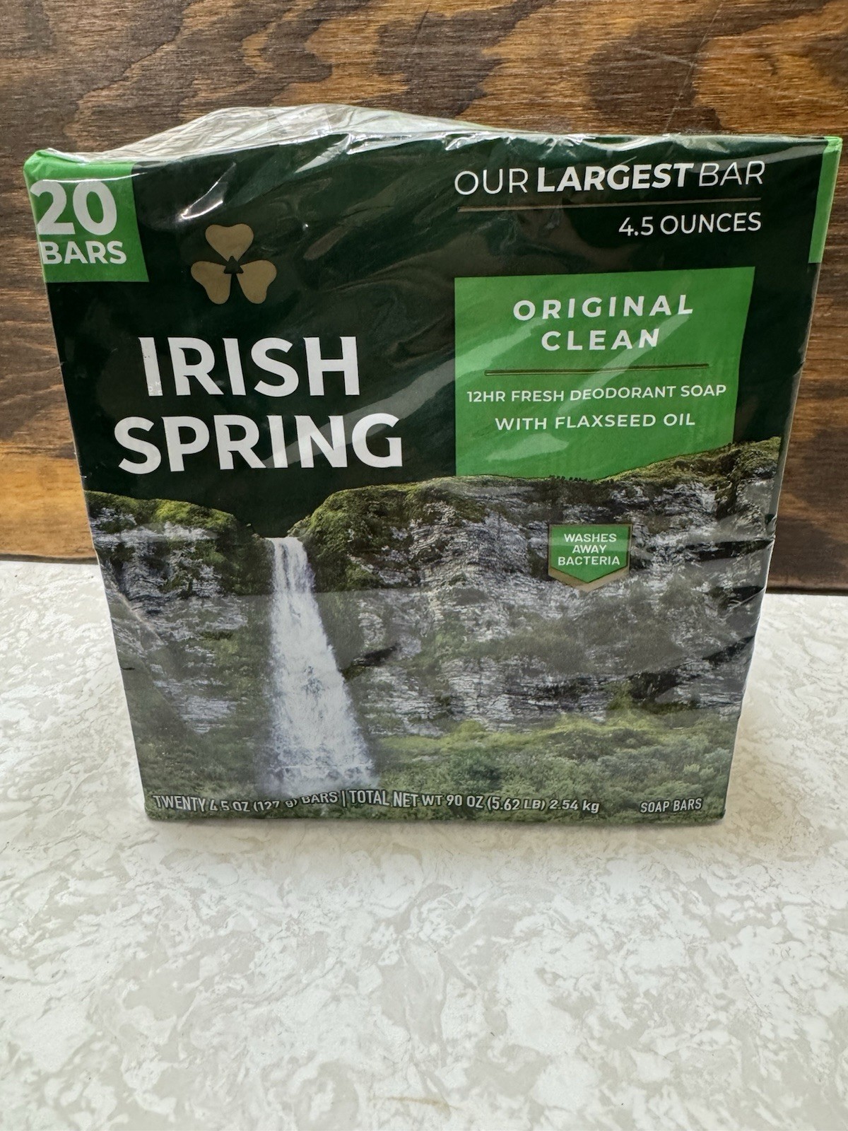Irish Spring Original Clean Deodorant Bar Soap with Flaxseed Oil 20 x 4oz