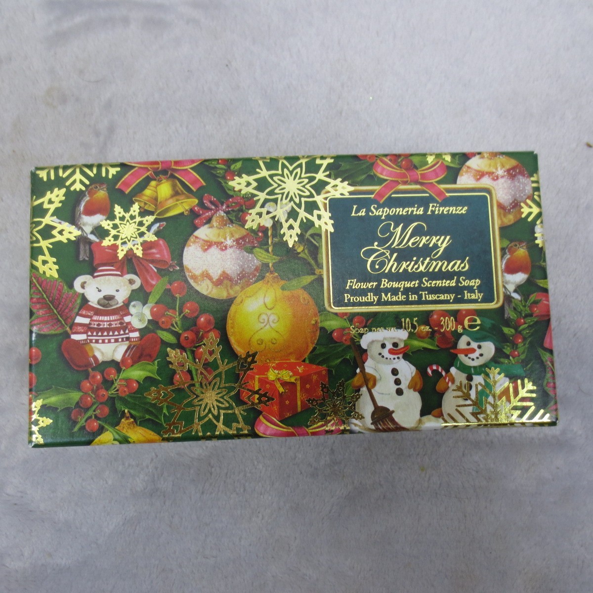 La Saponeria Firenze Merry Christmas Soap 10.5 oz Tuscany Italy Gift Box NIB