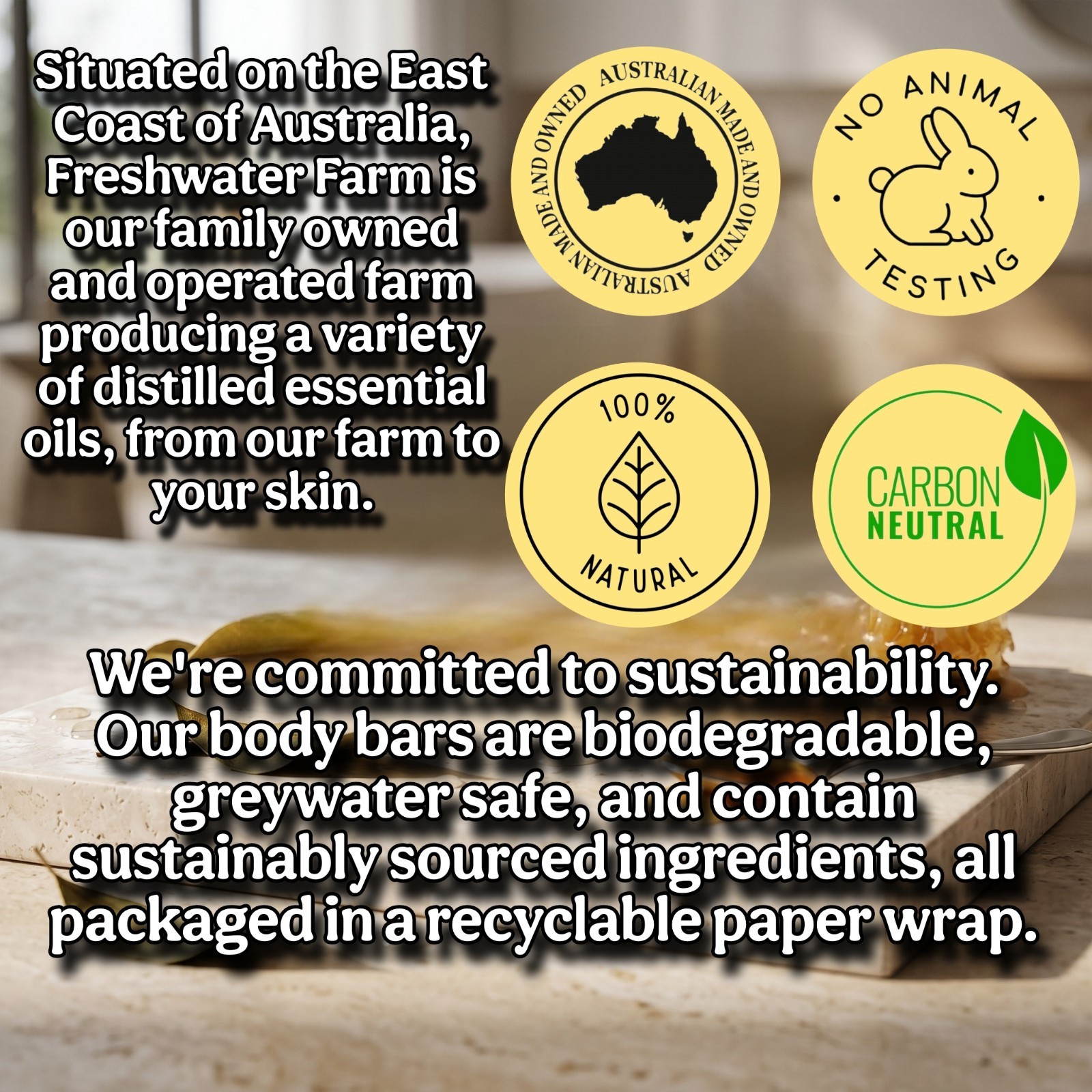 Freshwater Farm Australia Lemon Myrtle & Manuka Honey Castile Soap Bar 7oz