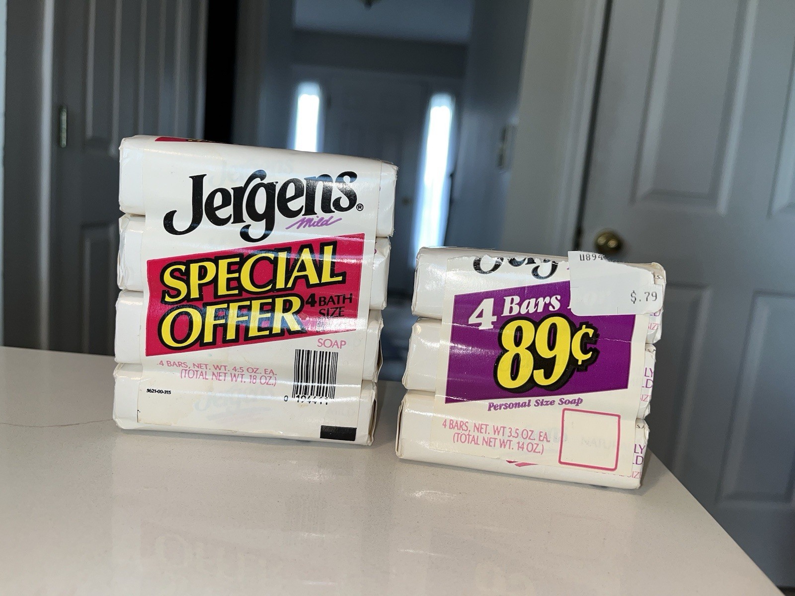 Vintage Jergens Lotion-Mild Bar Soap’s Lot of 7 Bars 4.75 Oz and 3 Oz Sizes