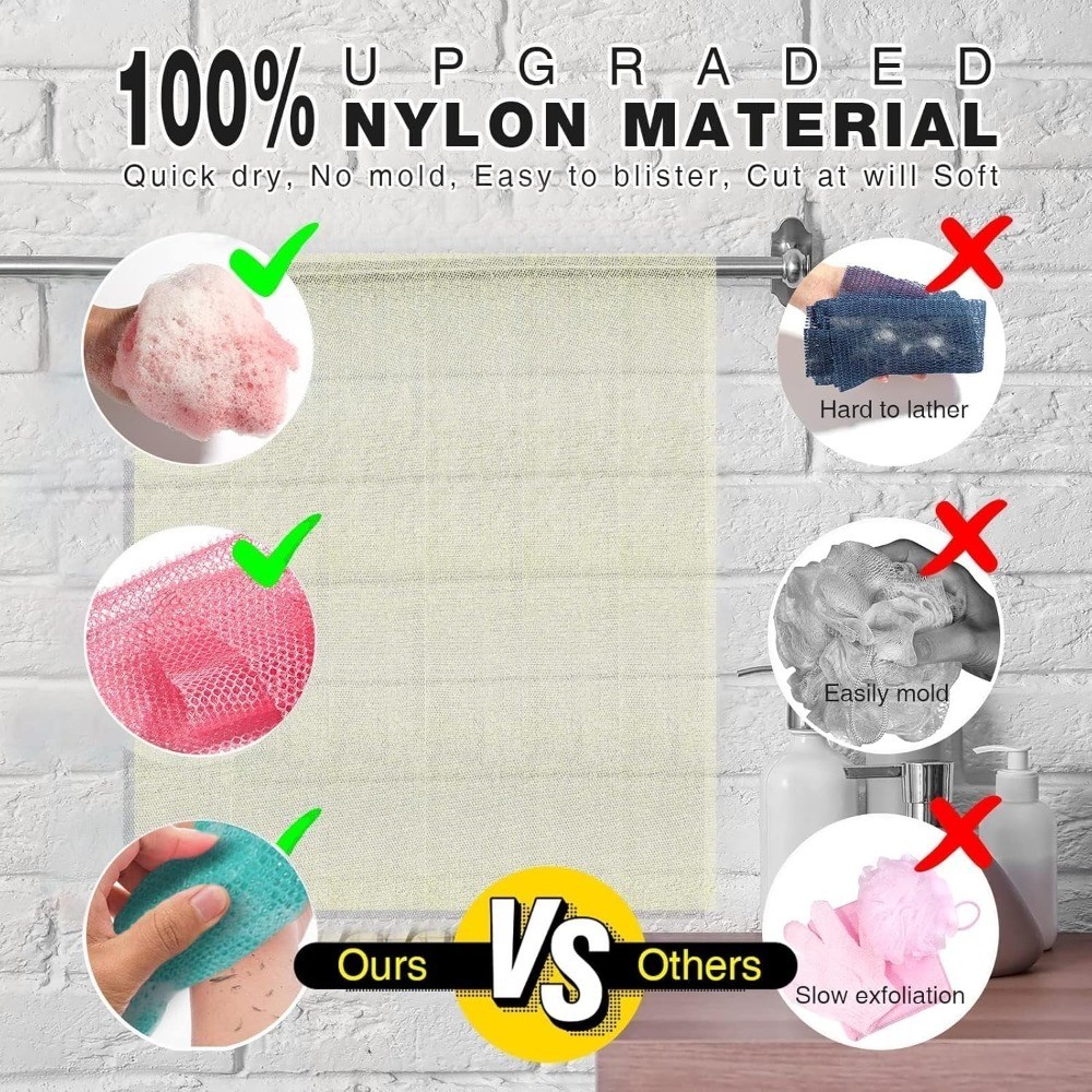 African Exfoliating Net Sponge Long Bath Shower Body Scrubber Back Scrub Skin