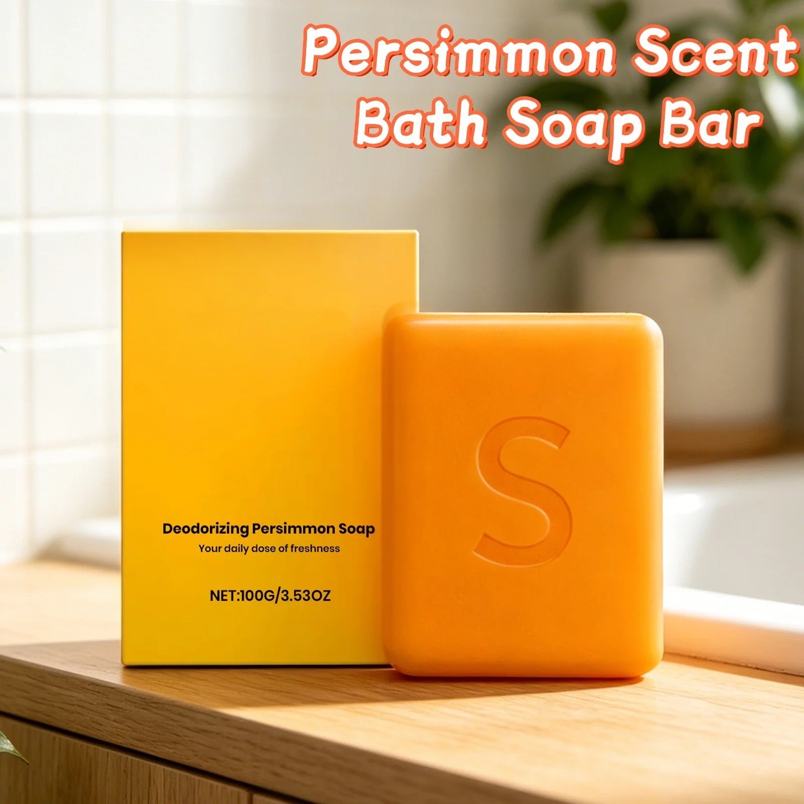 3PCS Swarva Persimmon Soap Bar Body Odor Control Deodorant Soap for Men & Women