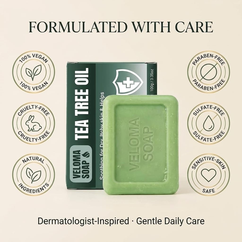 Veloma Antifungal Soap,Veloma Soap,Soothing Tea Tree & Eucalyptus, Deep Pore Cle