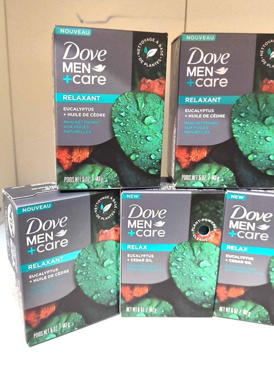 8 PK Dove Men + Care Cleansing Bar With Natural Oils ~ RELAX ~ 5 OZ EACH ~ NEW