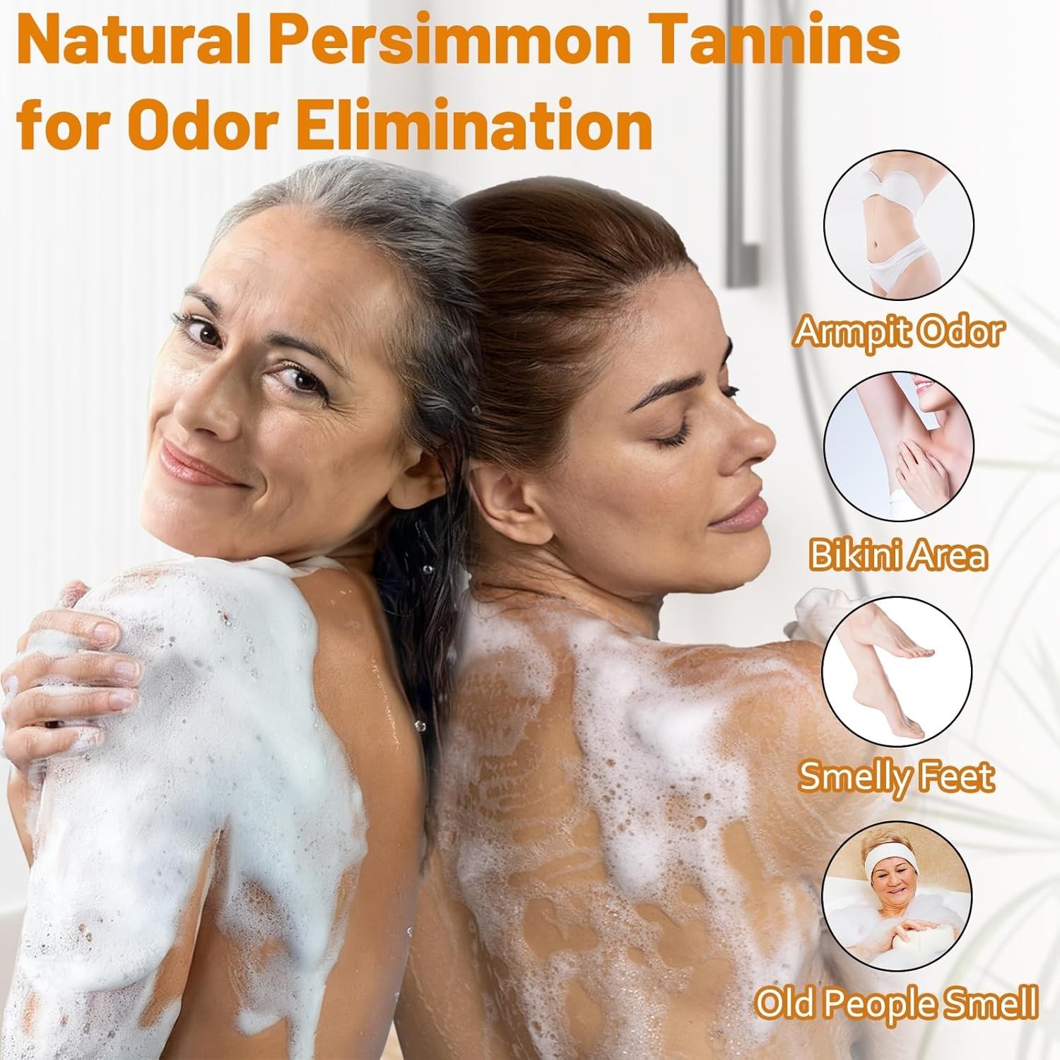 Persimmon Body Wash for Old People Smell, Natural Deodorant Bar Soap for Strong