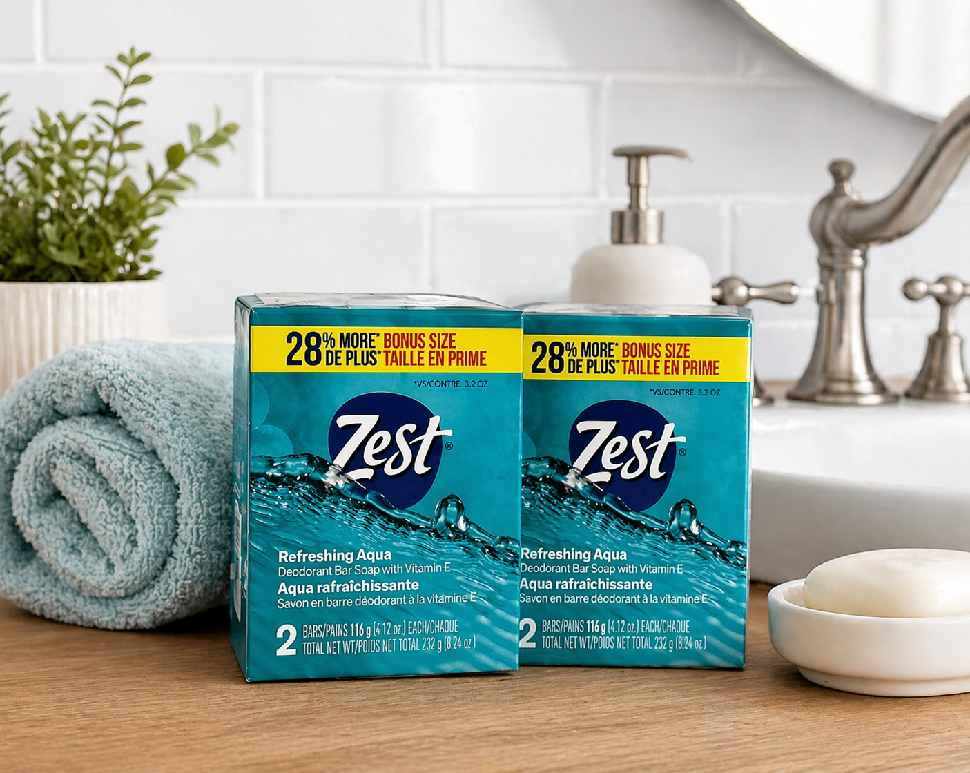 Zest Soap Refreshing Aqua Bath Bars 4.12 Ounce (Pack of 2)