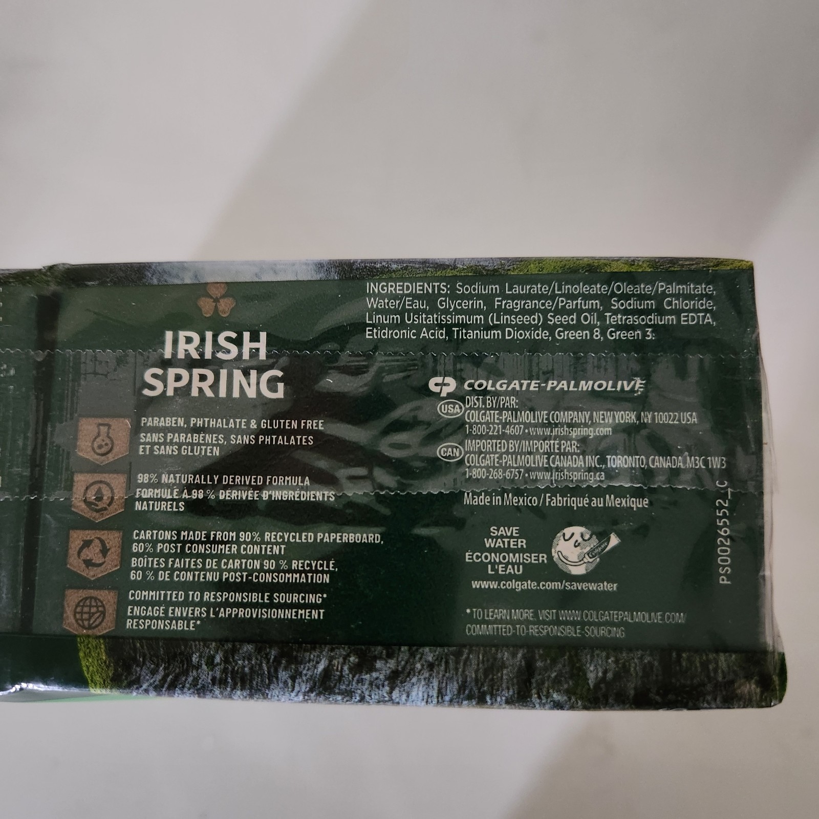 Irish Spring Bar Soap – Original Clean – 3.7oz (12 pack) – New, factory sealed