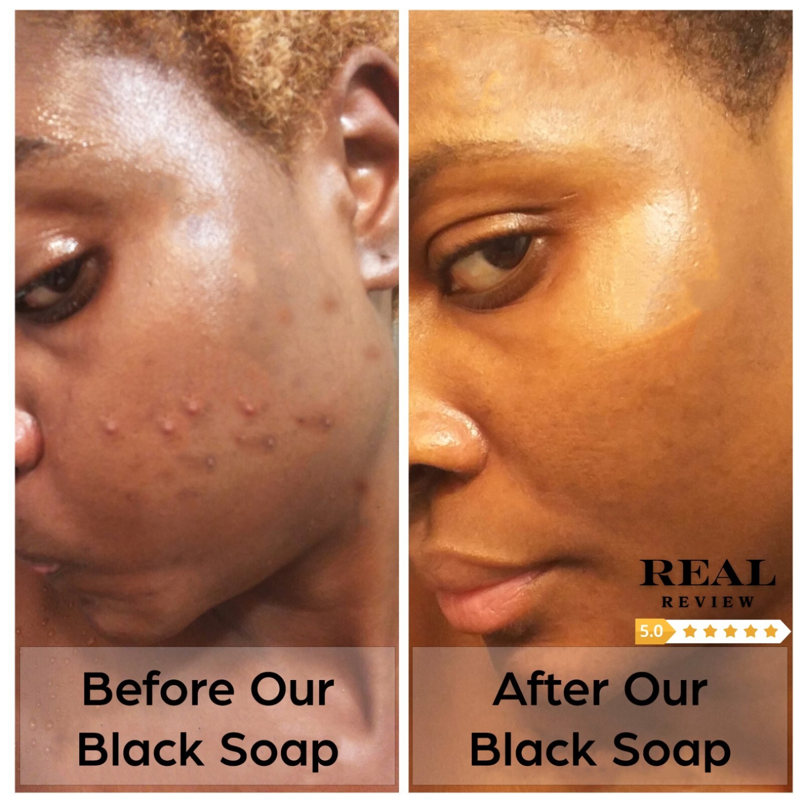 Organic African Black Soap Bar 4 oz. Handmade Natural Skin Body Hair Face Wash