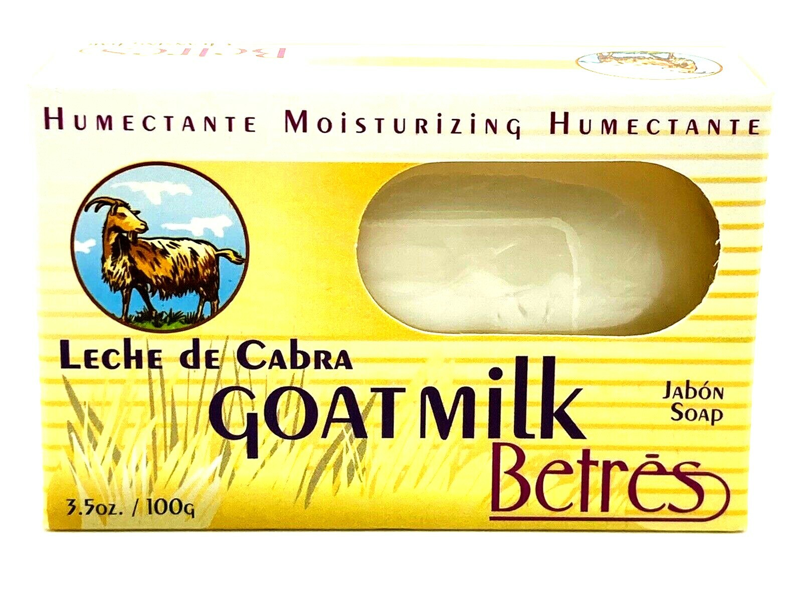 Betres Goat Milk Moisturizing Bar Soap 3.5 oz Jabon Leche de Cabra