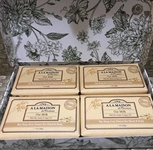 4 X a la maison bar soap SWEET ALMOND BAR Triple Milled Made France 7 Oz Bars