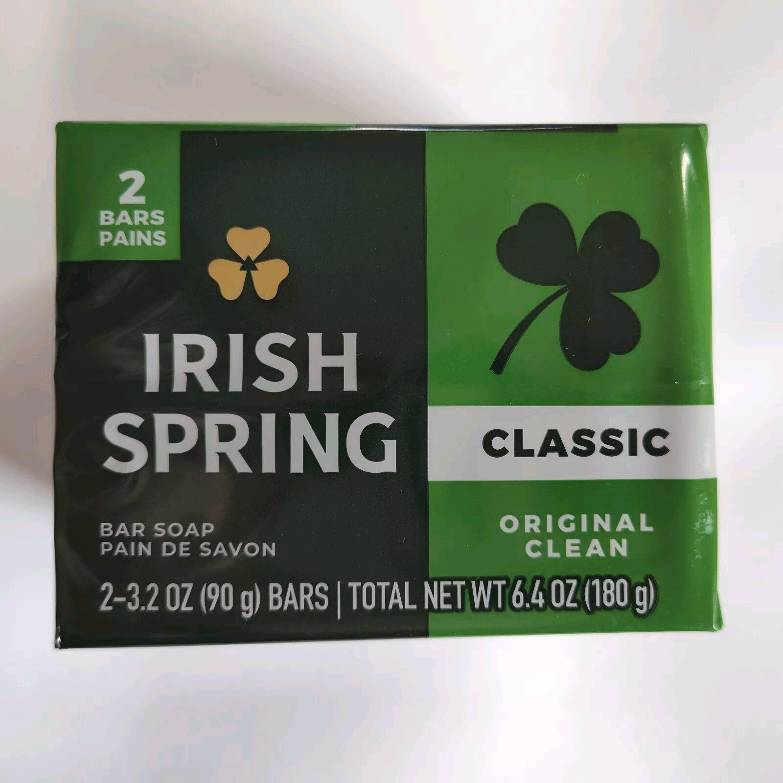 Irish Spring Original Clean Classic Bar Soap Pack, 2- 3.2 oz Bars