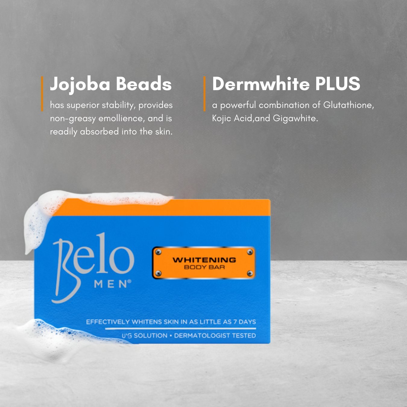 Belo Men Whitening Body Soap Bar Moisturizes w/ Skin Vitamins, 135g