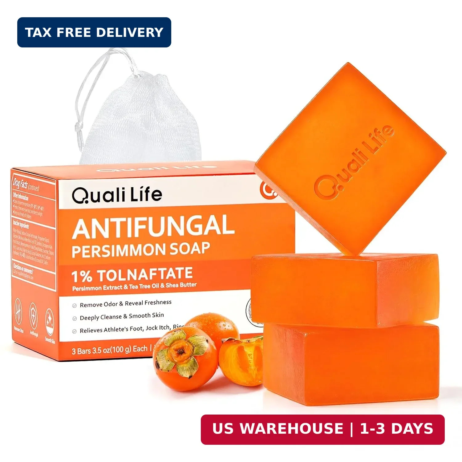 Antifungal Soap Bar with 1% Tolnaftate – Medicated Persimmon Soap | Tea Tree Oil