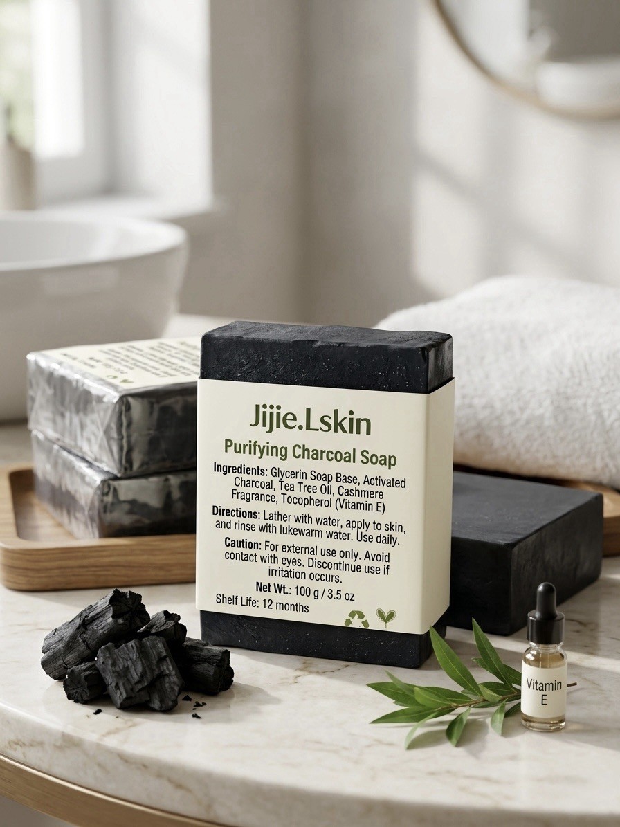 Jijie.Lskin Purifying Charcoal Soap – Acne, Oil Control, Glow, All Skin , 3.5 oz